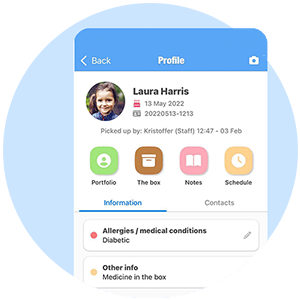 TYRA screen for class list and attendance
