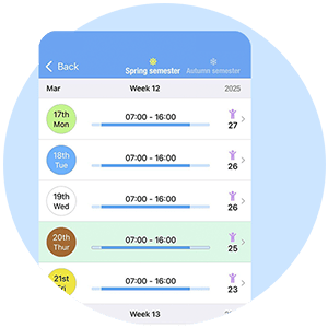 TYRA screen for check-in and check-out