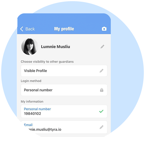 User profile screen with personal information and login method