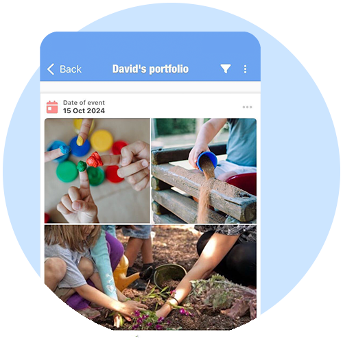 Mobile view of one child's portfolio in TYRA