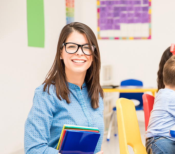 A preschool teacher using the TYRA app